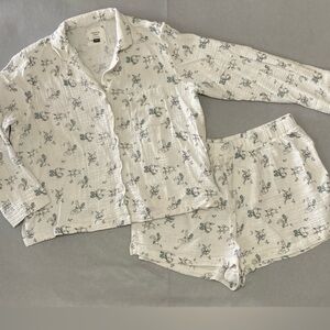 Women’s  Pajamas Set with Blue and Gray Print